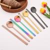 Western 6Pcs Silver Flatware Stainless Steel Dinnerware Set Kitchen Dinner Spoon Chopsticks Cutlery Set Matte Home Tableware