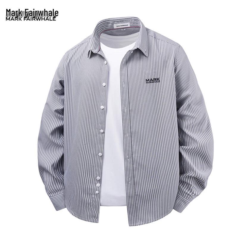 Mark Fairwhale Men s Japanese Style Striped Long-Sleeve Shirt S