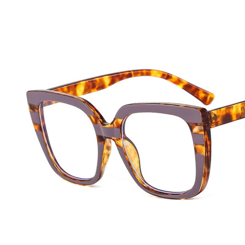 Oversize Square Frame Clear Lens Glasses Colorful Leopard Myopia Nerd Spectacles Degree -0.5 -1.0 -2.0 -3.0 -4.0 To -6.0