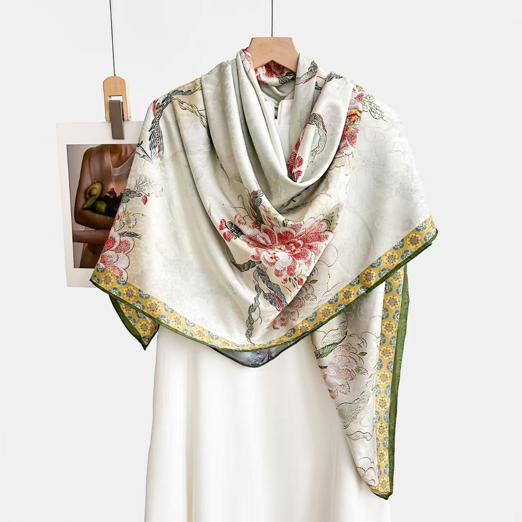 Fragrant Cloud Yarn 140 * 140 Spring And Summer Simulated Silk Large Square Scarf Shawl Women'S Summer Thin Scarf Versatile