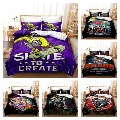 Home Bedding Set Queen King Full Size Twin Bed Skateboard Printed Quilt Cover Children Adult Quilt Cover and Pillow Cover Bedding