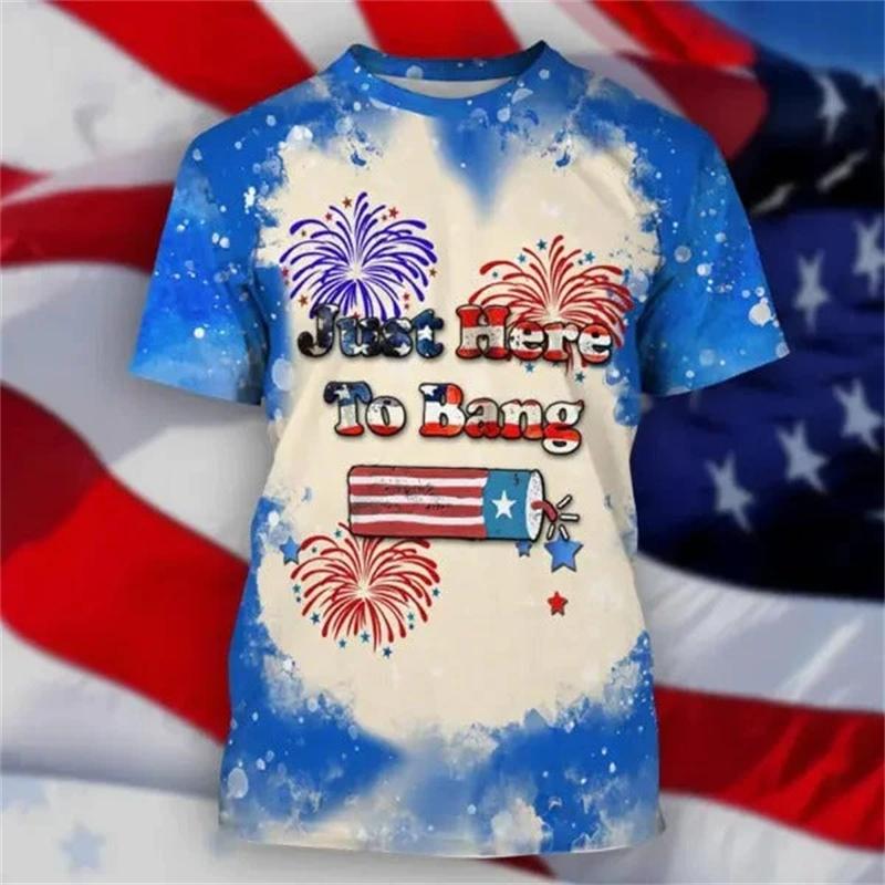 

3D American Eagle Flag Print Tee Shirt USA National Emblem Men s T-shirts Independence Day Womens Clothing Patriotic Kids Tops XXS