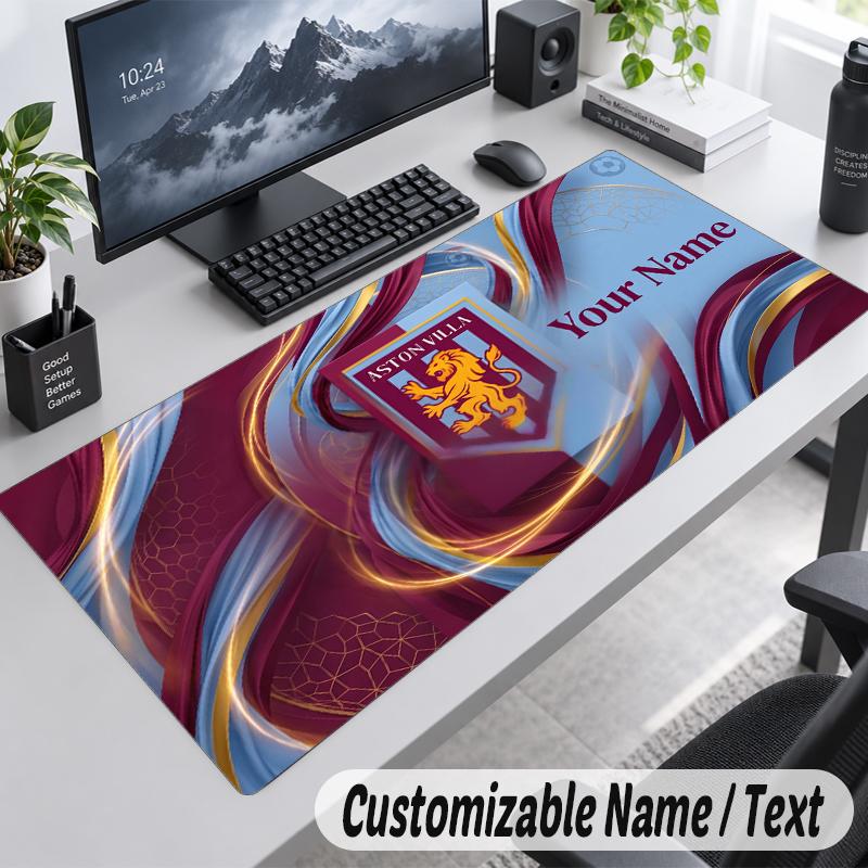 Custom Name Text Mouse Pad Aston Villa Personalized Desk Pad For Work And Gaming