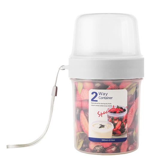 Matbehållare Dubbla Lager Multifunktionell Transparent Bärbar Yoghurt Müsli To-Go Behållare för Baby