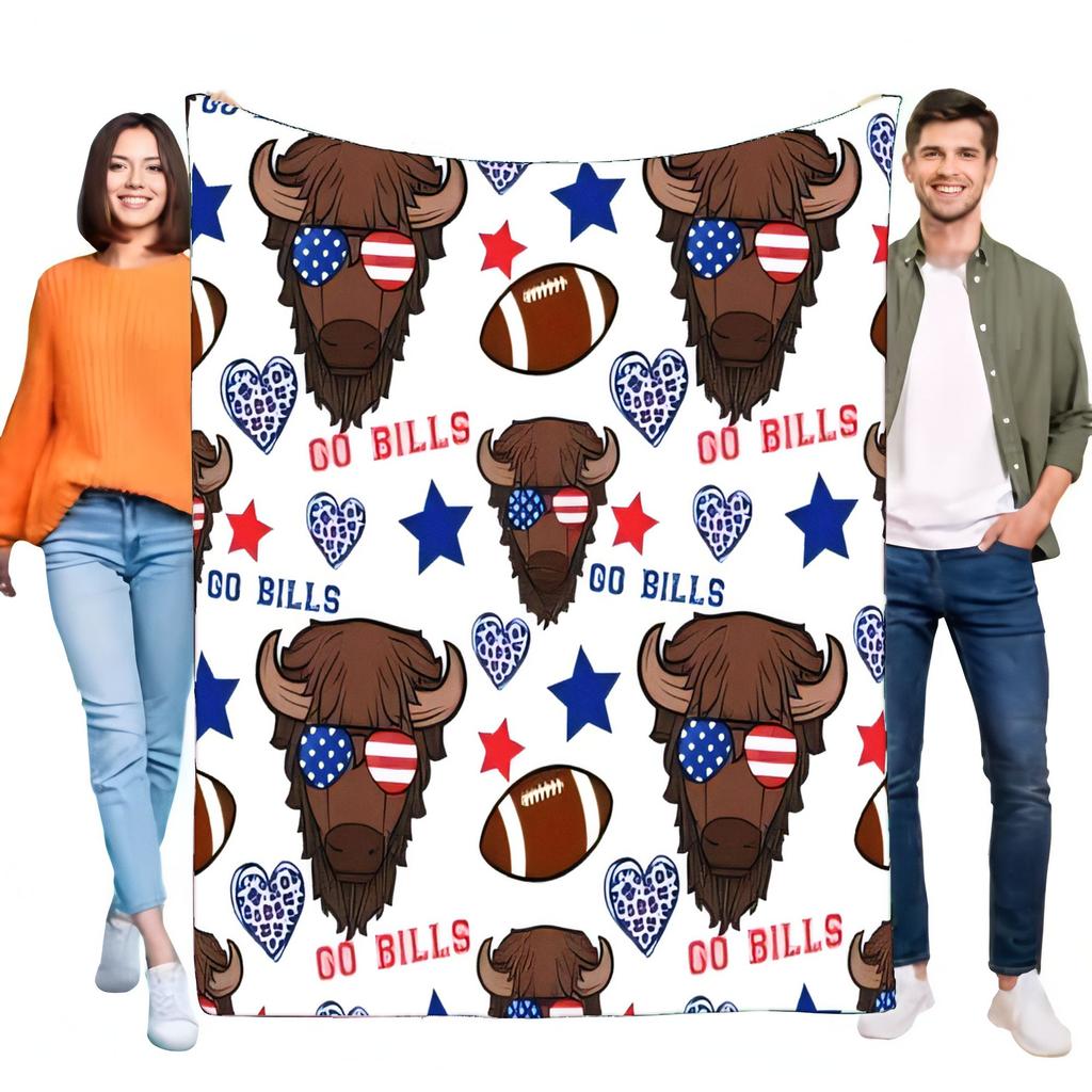 Buffalo Themed Blanket Cozy Soft Plush Throw for Fans Perfect for Home Decor, Gift for Birthdays or Game Day, Lightweight and Wa