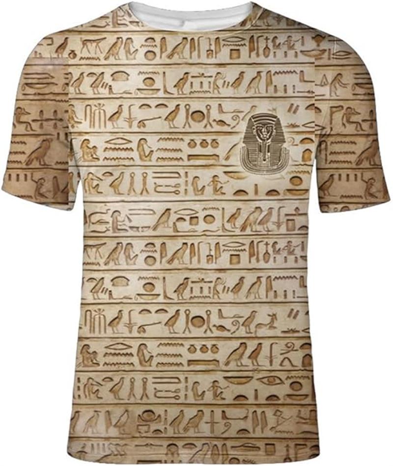 Vintage Altes Ägypten 3D Gedrucktes T-Shirt Herren Damen Sommer Lässig Kurzarm T-Shirts Mode Straße Rundhals Tee Tops