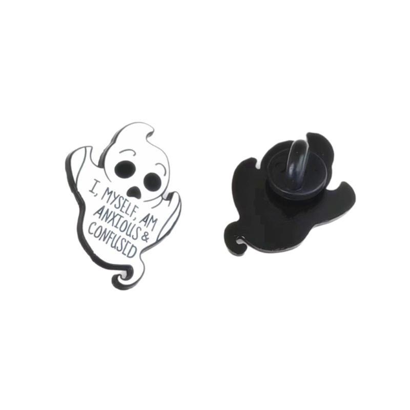 10Pcs Halloween Ghostly Brooch Lapel Pin Decorative Metal Brooch Pin For Halloween Costume Jackets Bag Decoration