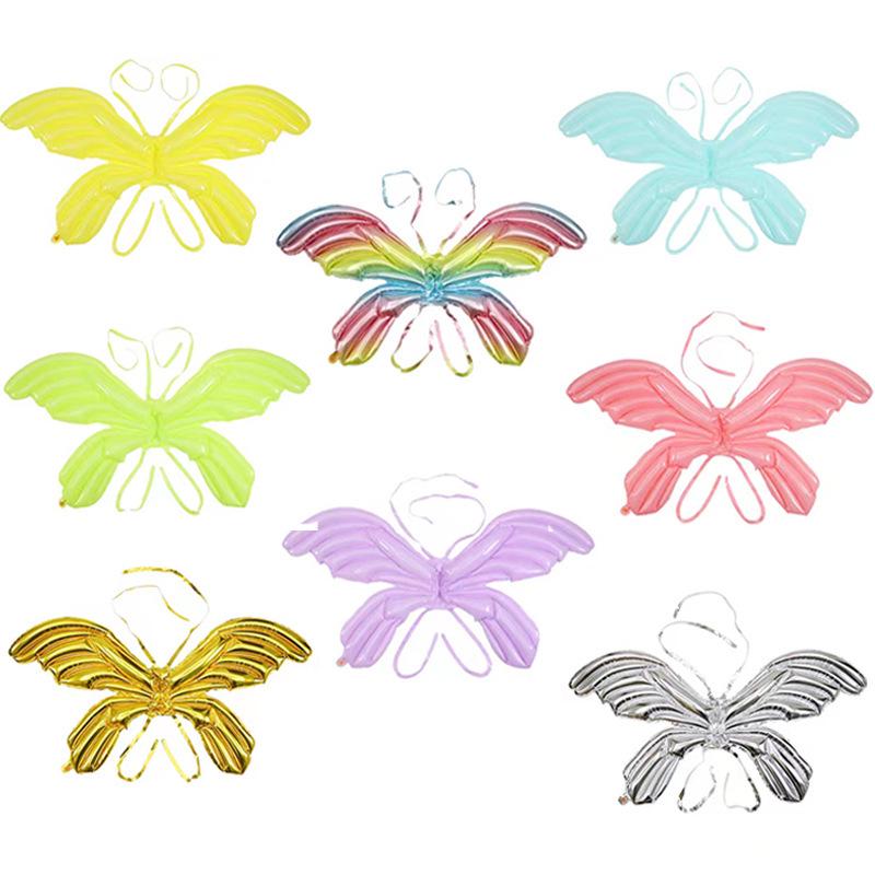 Large Iridescent Butterfly Wing Balloon (122x89 Cm) - Colorful Aluminum Film Inflatable for Photo Shoots
