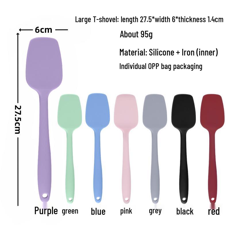 Silicone Cooking Utensil Set: Oil Brush, Scraper, Basting Brush, Ladle, Spatula, Tongs, Cream Spatula (Mini Set, One-Piece Design)