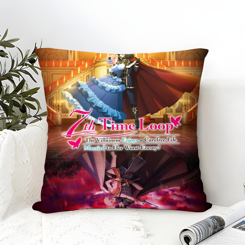 Pillow Case Cotton Linen Fabric Square Zipper Pillowcase Home Decorative Living Room Comic Light Novel 7-7Th Time Loop 1