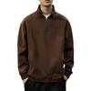 Heren Herfst Retro Geborduurde Zware Half-Ritssluiting Losse Pasvorm Opstaande Kraag Hoodie Pullover