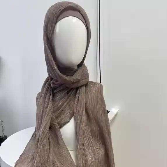 High-Texture Tie-Dye Rayon Headscarf Set: Soft, Wrinkled, Vintage-Style Muslim Shawl
