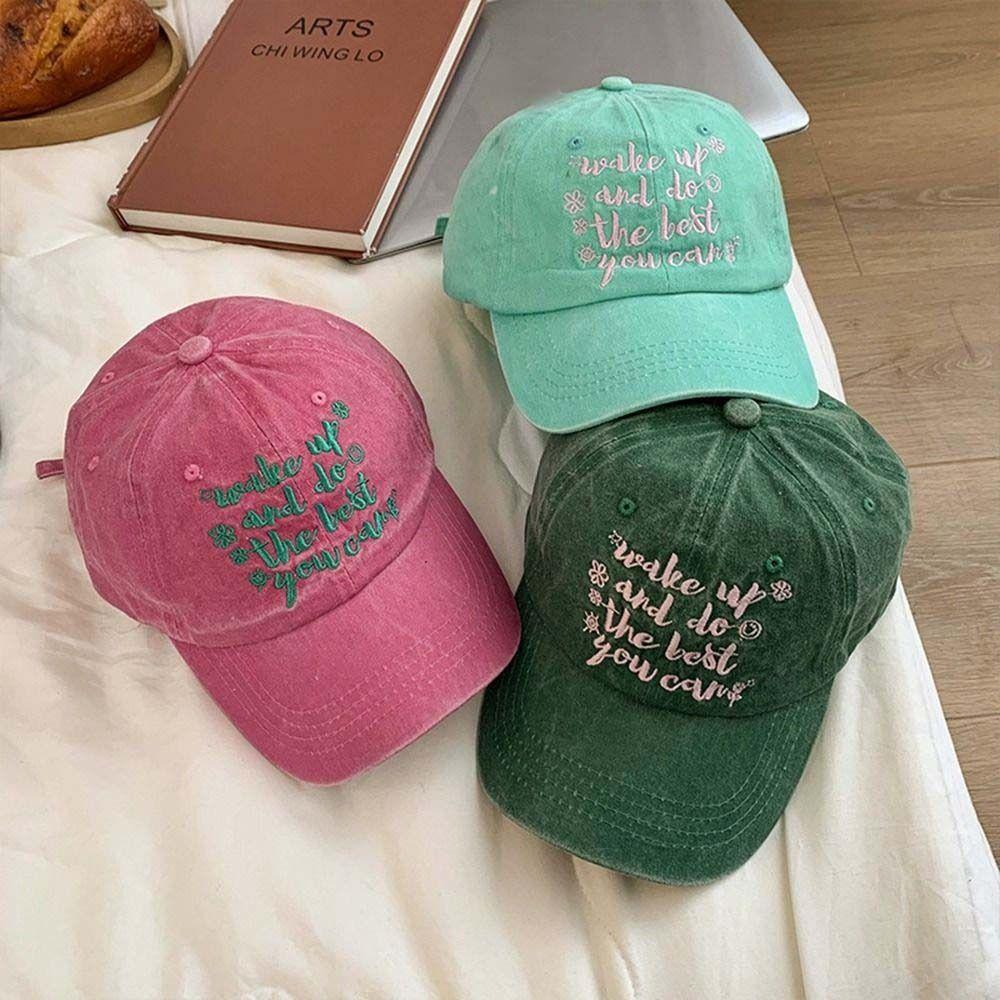 

Cap Streetwear Embroidery Korean Style Sun Visor Cotton Adjustable Peaked Cap Women Baseball Cap зелёный