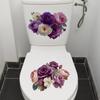 Fashion Fresh Wind Purple Pink Flower Toilet Stickers Bathroom Self-Adhesive Decoration