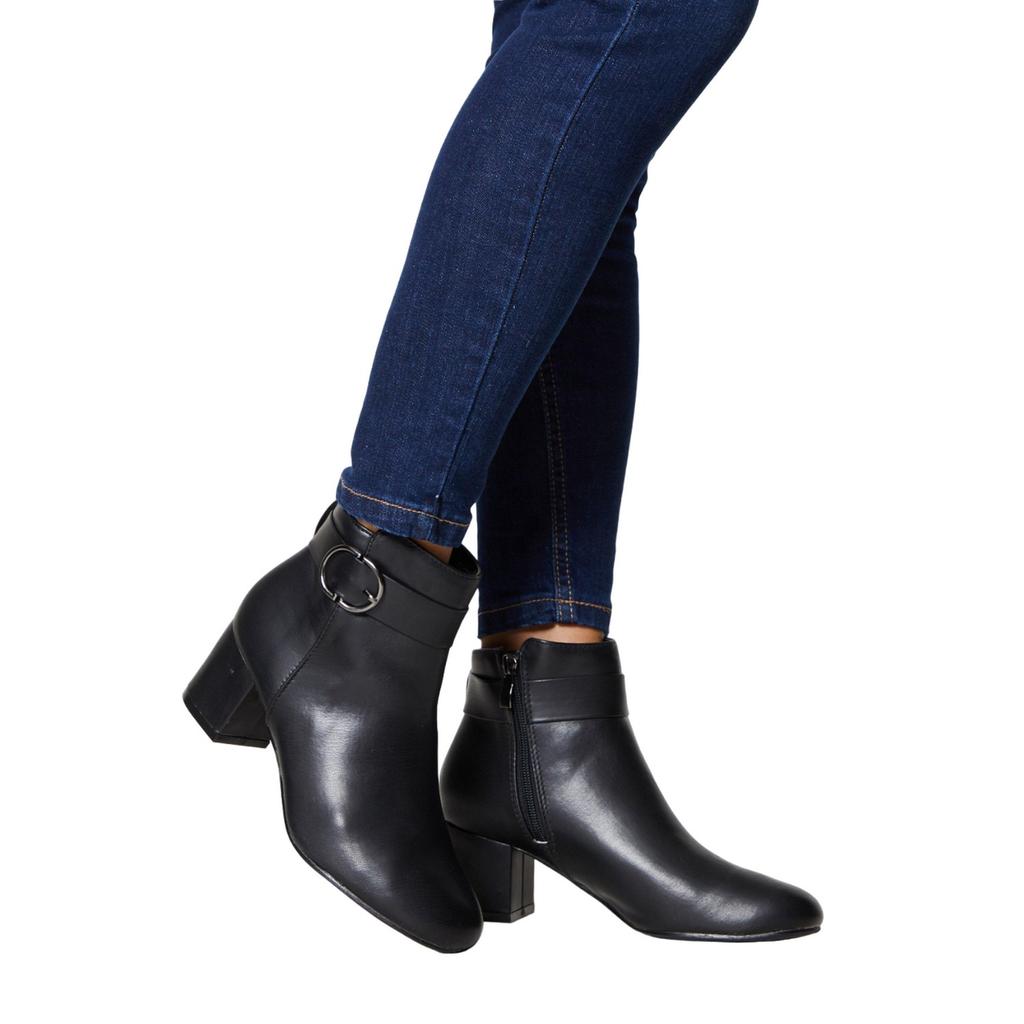 Good For The Sole Womens/Ladies Mariya Buckle Detail Wide Ankle Boots