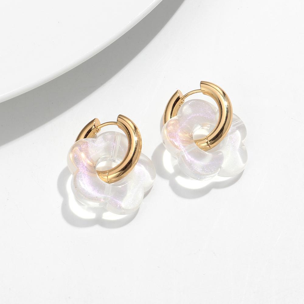 Красочные цветочные смоляные акриловые подвески серьги золотые цветные круговые серьги-кольца с пряжкой модные украшения для женщин радужный