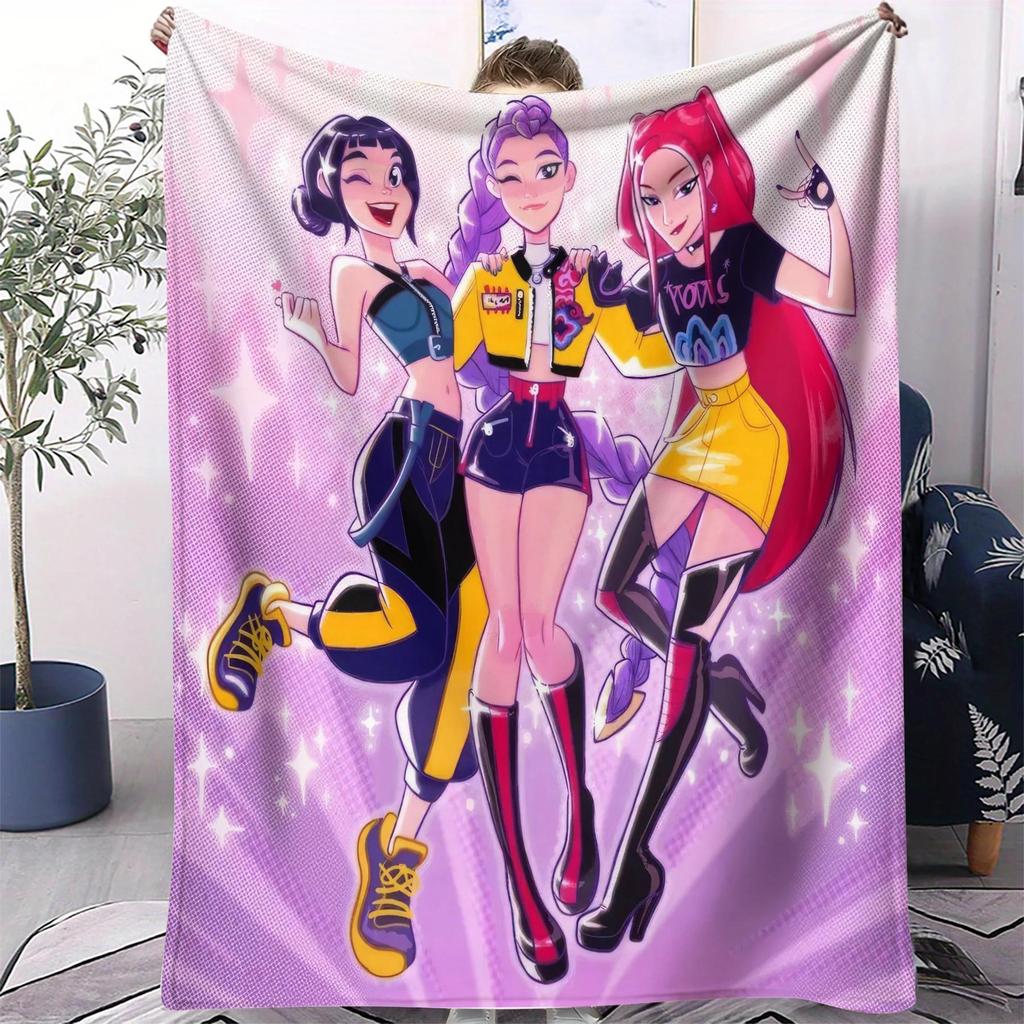 1Pc Flannel Blanket K-Pop De Mon Hunters Hun-Trix Blanket Quality Soft Warm Throw Blanket Winter Kids Couch Bed Fluffy Bedspread
