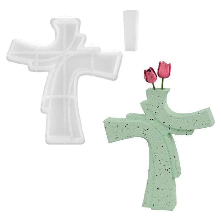 Multi Purpose Silicone Crucifix Mold For Resin Cement Vases DIY Home Decoration And Gypsum Cement Crafts 1