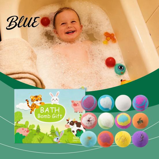 Salt Bath Ball 12Pcs Bombs Set with Toy Fizzy Spa for Kids Adults Moisturizing Skin-Softening Portable Travel Relaxation Kit Beach Pool Home