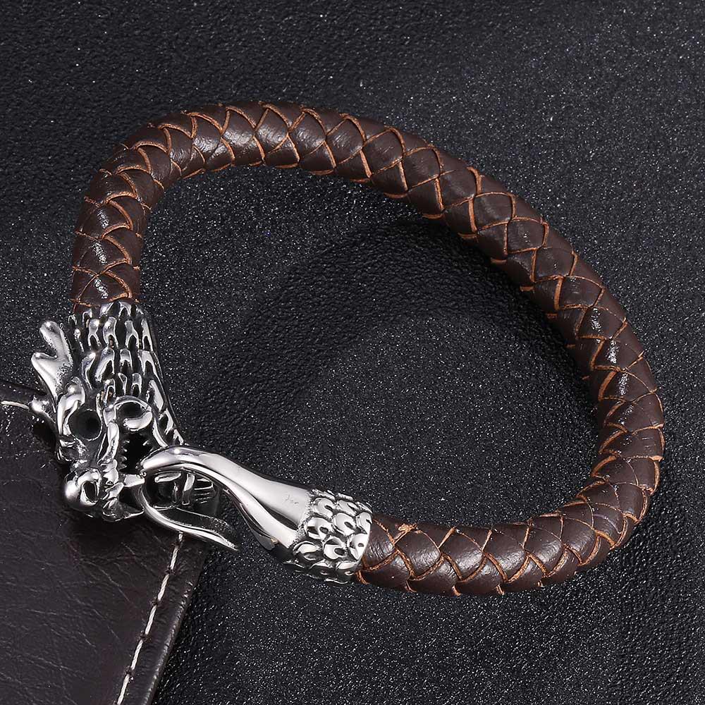 Stylish Cross-Border Punk Leather Bracelet: High-End Personalized Woven Design Inner 165mm [Straightened 195mm]