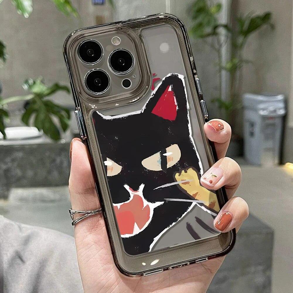 Lovely Cat Animal Soft Phone Case For iPhone 11 Case iPhone 15 Pro 12 13 14 Pro Max XR XS Max X 7 8 Plus SE 2020 Clear Y2k Cover