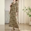 Real Early Spring New Holiday Style Travel V-neck Literary and Retro Medium and Long Meat-covering Cotton and Linen Dress