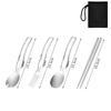 Stainless Steel Camping Tableware Outdoor Cookware Set Ultralight CampinHike Picnic Pot Spoon Fork Travel Picnic Equipment