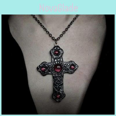 Vampire Gothic Necklace With Cross Pendant For Women Vintage Jewelry Gift