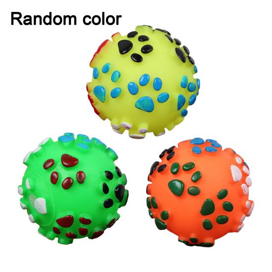 Dog Ball Chew Toy Squeaky Textured Chew Toy Fetch Ball Puppy Teething Toy for Small To Large Dogs Teeth Cleaning Anxiety Relief