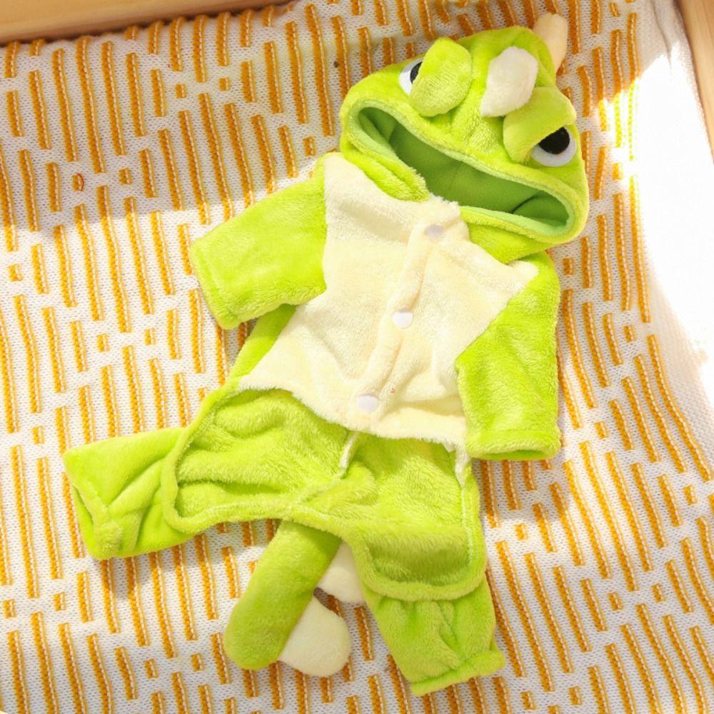 Funny Flannel Dog Warm Jumpsuits Soft Dinosaur Shape Pet Dog Hoodie Comfortable Cute Puppy Pajamas Indoor Wear