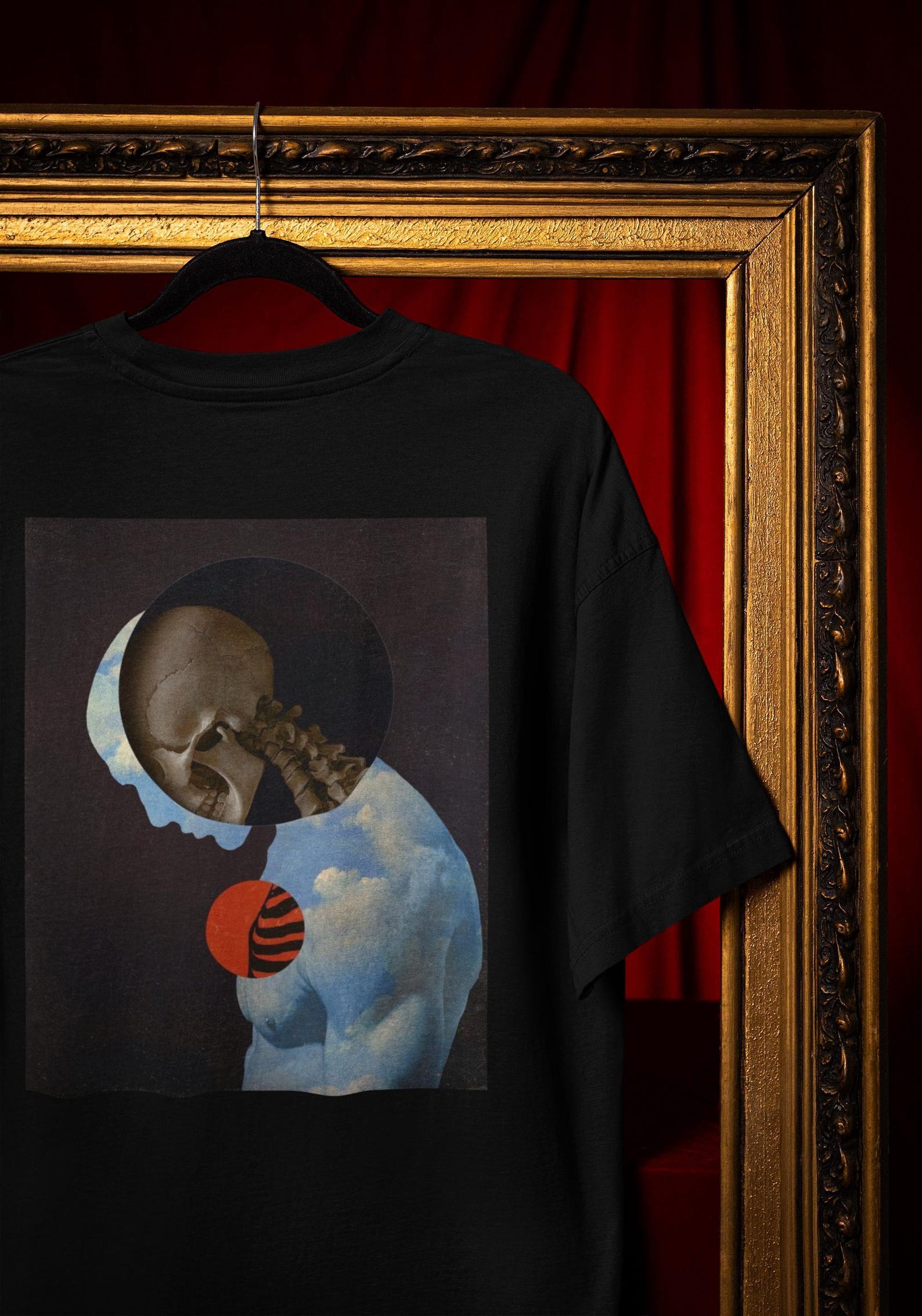 Gothic Vaporwave Skull Tee - Surreal Cloud and Spine Design Comfort Colors® 3XL