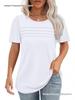 Women's Casual Pleated Loose T-shirt, Round Neck, Short Sleeve, Summer 2026 Collection