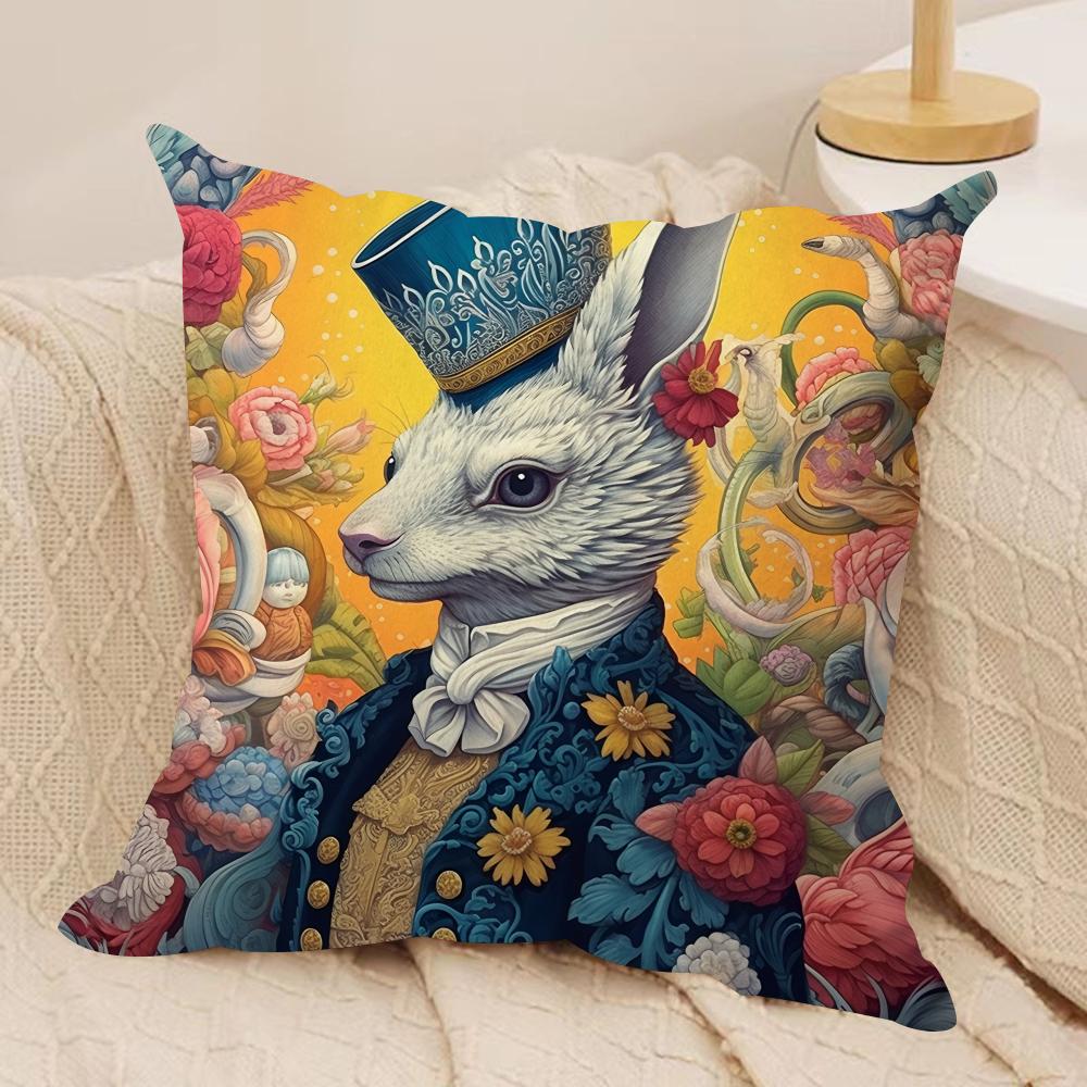 Funny Animal Vintage Portrait Cushion Cover Silky Short Plush Invisible Zipper Dustproof Sofa Pillow Case For Home Decor