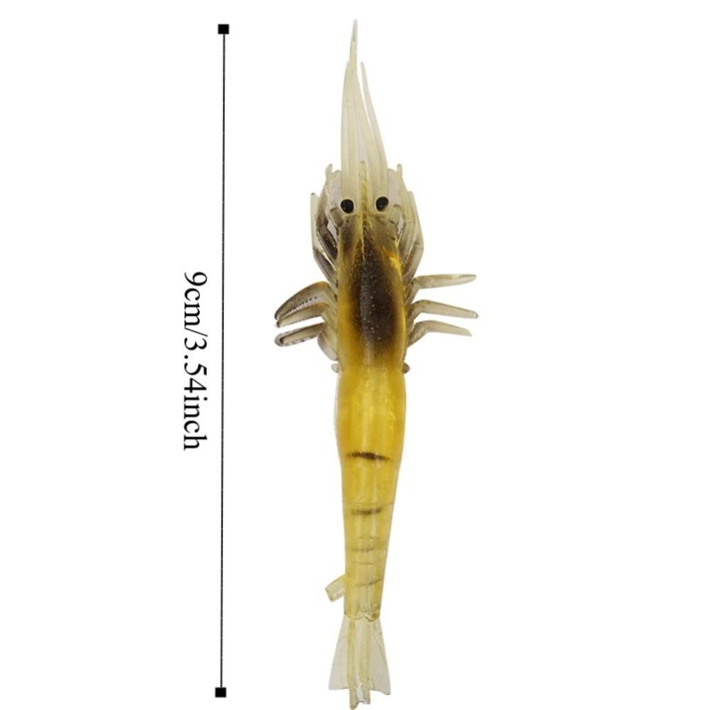 10PCS Durable Lifelike Shrimp Fishing Lures PVC Soft Shrimp Baits 9cm Fishing Lures Lake Fishing