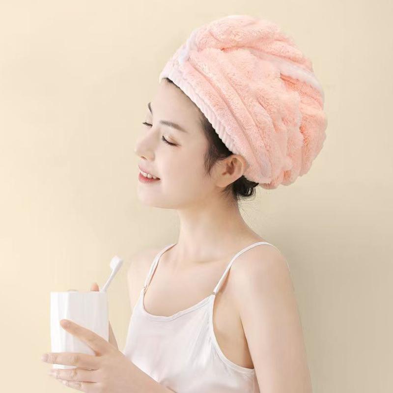 Wave Pattern Dry Hair Cap Towel Thickened Soft Strong Water Absorption Cute Quick-Drying Headband