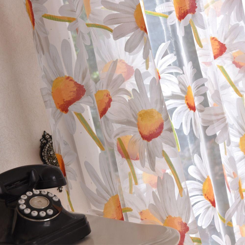 Jacquard Sheer Daisy Sheer Curtains Translucent Sun Flower Tulle Curtain Home Decoration