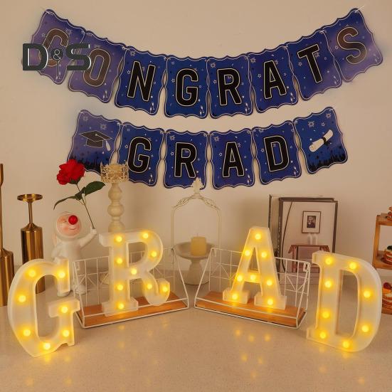 Leuchtbuchstaben für den Absolventen 2025, LED-Buchstabenschilder „Congrats“ für die Abschlussfeier im Kindergarten, der Vorschule, der High School und der Hochschule