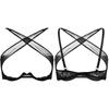 Womens Sheer Mesh Lingerie Straps Crisscross 1/4 Cups Underwired Bra Top