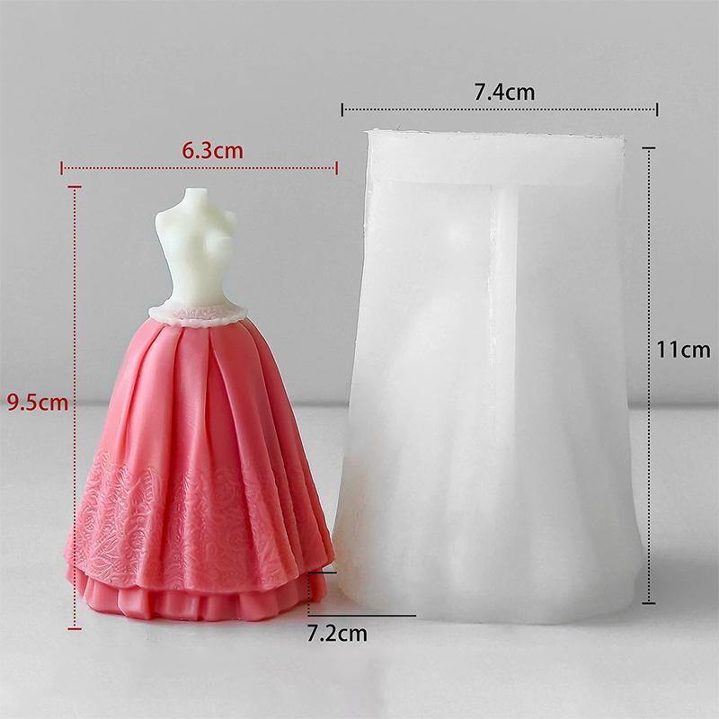 

Diy Wedding Dress Silicone Mold Handmade Aroma Candle Plaster Ornaments Molds Woman Party Dress Wedding Decor Mould