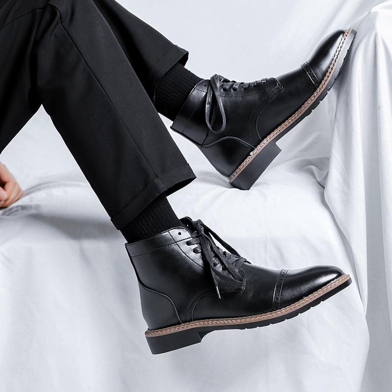 Fashion Formal Chelsea Mens Boots British Style Oxfords Footwear Men's Ankle Dress Boots Brand Leather Men Boots Retro Comfortable Shoes
