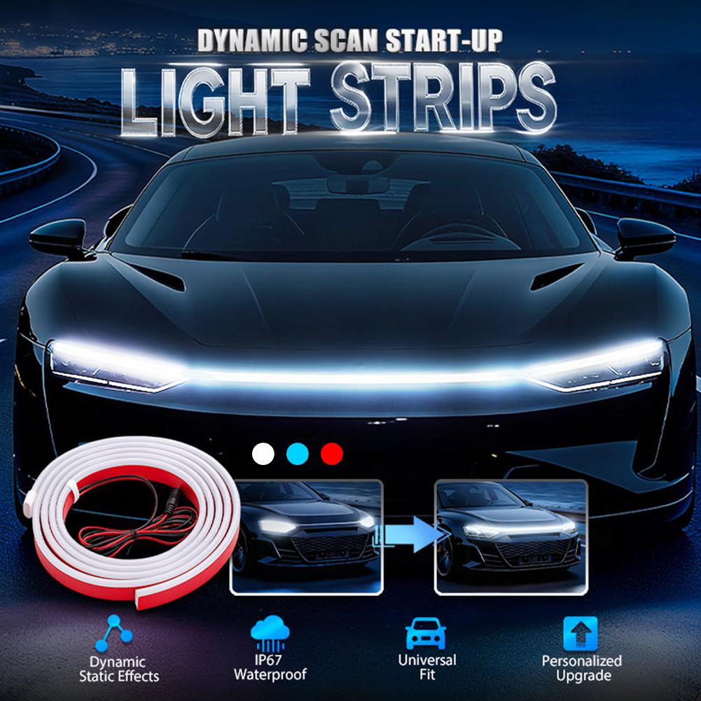 Scan Starting LED Car Hood Light Daytime Running Light Universal Flexible Dynamic Car DRL 12V Ambient Decorative Light Strip