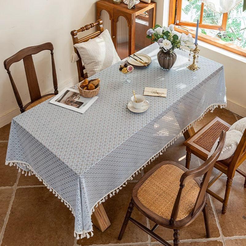 

Винтажная скатерть с полым кружевом, накидка, французская прямоугольная белая пасторальная простая скатерть для обеденного стола, кофейного столика, коврик, скатерть 90*90cm