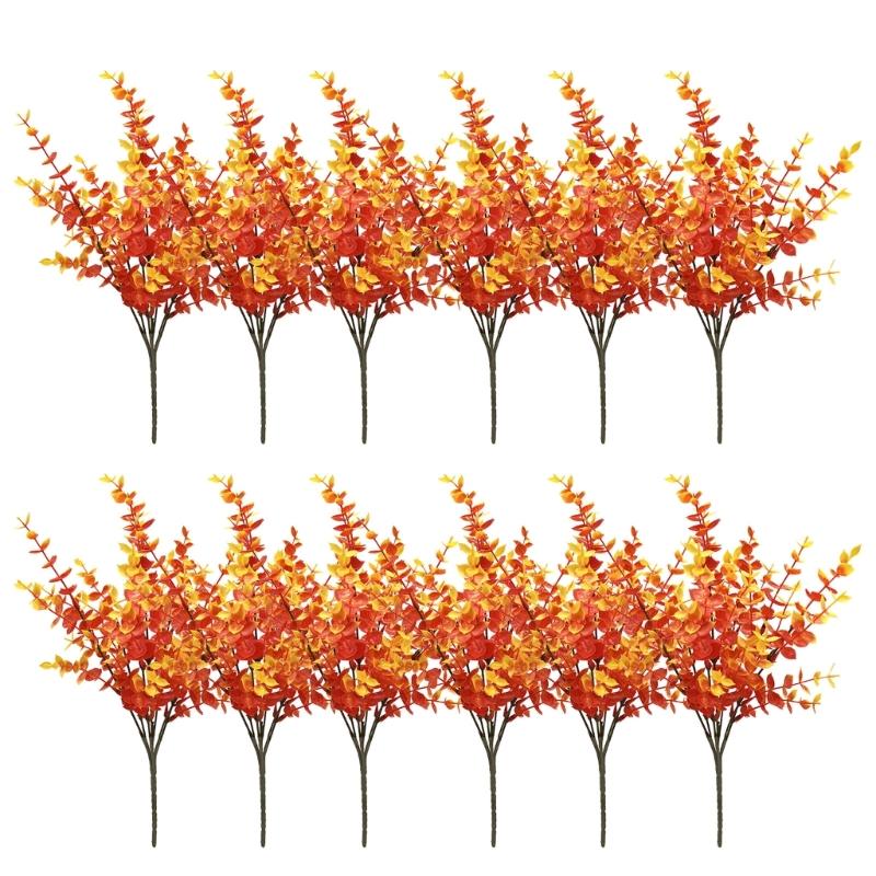 12Pcs Faux Eucalyptuses Leaves Stems for Home Decoration and Florals Arrangements Desk Centerpieces Party Supplies