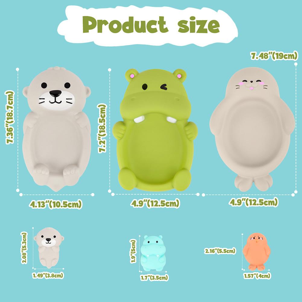 Floating Animal Bath Toys Baby Bathtub Hippos Seals Otters Easy-Grip Colorful Bathtime Fun Interactive Water Activity Toys for Kids