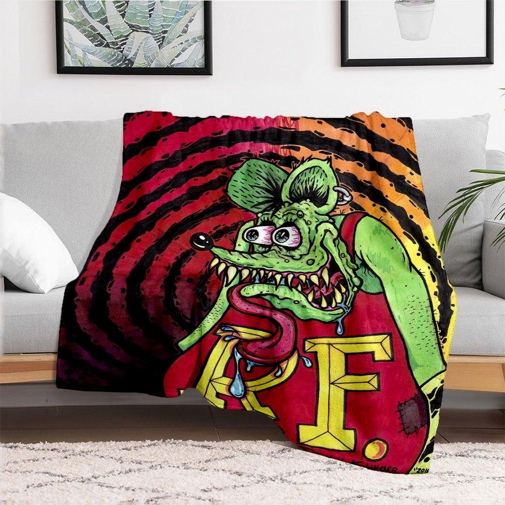 

Rat Fink A.F. T-Shirt: Classic Car Culture Icon Blanket Flannel Throw Blanket for Sofa, Bed, Travel, Camping, Office, Couch, Chair, And Bed 150x180cm