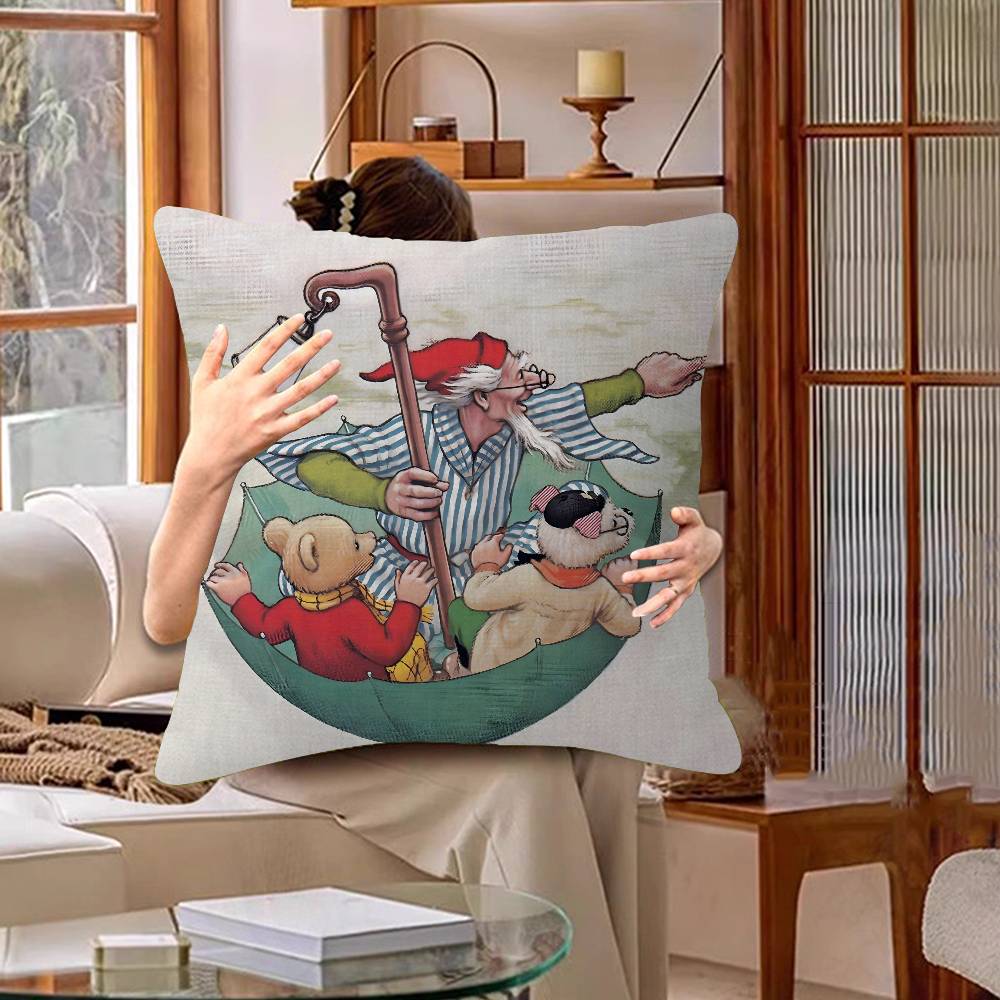 Housse de coussin Anime RRupert Bear Taie d'oreiller Salon Canapé Décoration de maison Personnalisé