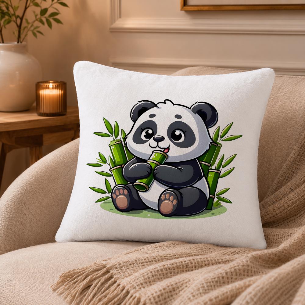 panda Cushion Cover Anti-dustmite Pillowcase Invisible zipper silky short plush Sofa cushion cover