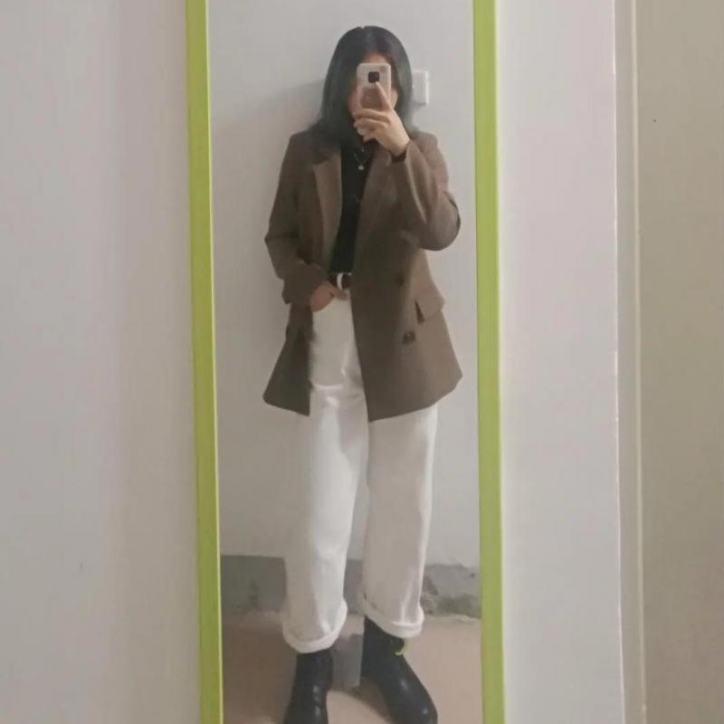 Höstmode Kvinnor Kostym Kappa Fritid Lösa Blazers för Kvinnor Formella Naggad Office Damrockar