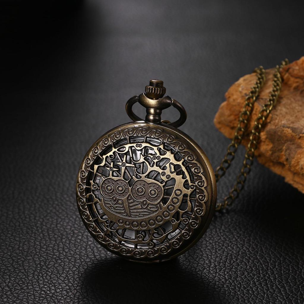 Sowa Kieszonkowy Zegarek Kieszonkowy Antyczny Zegarek Wisiorek z Naszyjnikiem Brązowy Idealny Prezent na i Biały Dzień Zegarek, Analogowy, Wodoodporny Łańcuszek, - Urodziny,