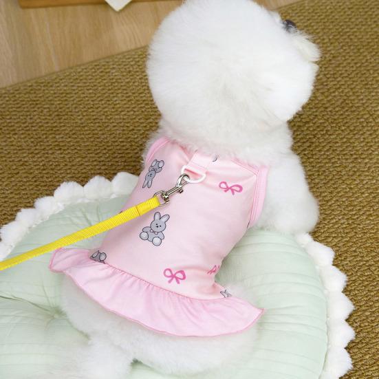Dog Slip Dress Spring Summer Bunny Print Ruffle Hem Pet Sleeveless Dress Breathable Pet Costume Outfit Apparel for Small Dogs Cats